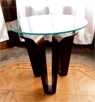 Modern Bent Wood & Glass End Table