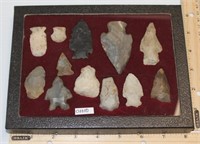 case with 12 Ohio Native American projectile
