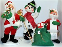 (3) Annalee figures: Santa with List & Bag #5505,