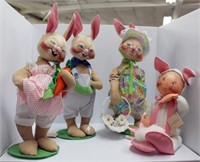 (4) Annalee figures: Easter -  Bunny Girl with