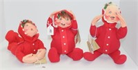 (3) Annalee figures: Baby on Stomach #7635,