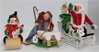 (3) Annalee figures: Santa on Sleigh #5238;