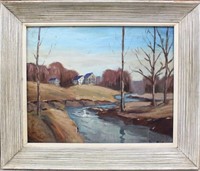 R. Cook landscape, acrylic on canvas board