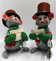 (2) Annalee Mouse Carolers, paper hang tags, 7762,