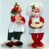 (2) Annalee figures: Santa Chef w/ Pie #5632, 18";