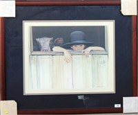 Nancy Noel, " My Calf" Amish Boy framed print,