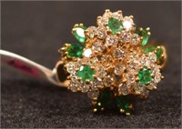 18k Emerald & Diamond Cocktail Ring Apx 85 pt