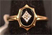 10k Black Onyx & Diamond Ring