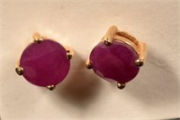 Lg. 14k Ruby Solitaire Earrings