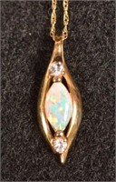 10k Opal Pendant & Chain