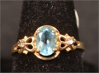 14k Blue Topaz & Diamond Ring