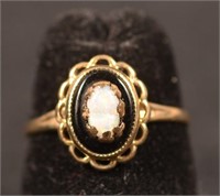14k Opal & Black Onyx Ring