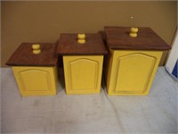 3 Wooden Canisters