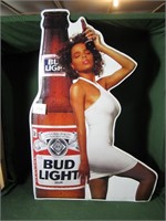 Vintage 1990 Bud Light Lady Model Metal Tin Sign