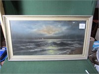 Framed Ocean Painting (31" x 17.5")