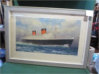 Queen Elizabeth Cunard Line Framed Painting