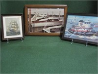 3 Framed Boat Pictures