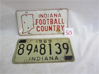 2 Indiana Vintage License Plates
