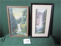 2 Framed Waterfall Paintings