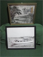 Advertising Thermometer & Framed Picture of Boat