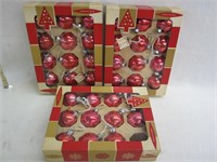 3 Boxes of Vintage Red Glass Christmas Balls