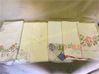 6 vintage pillow cases-embroidery and other