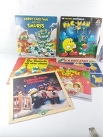 6 vinyls pour enfants, vintage, incluant Pac-Man