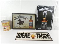 3 affiches métalliques : Jack Daniel's & Bière