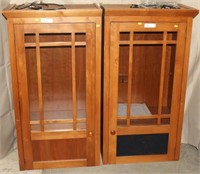2 Mission style wall mt. lighted display cabinets