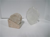 Marble Coaster and Glass Lion Head