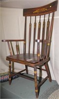 Early decorated arrowback commode arm chair