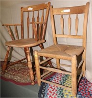 Arrowback arm chair & woven seat side chair