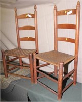 4 almost matching ladder back chairs w/woven