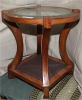 Round occasional table w/bevel glass top, 24" dia
