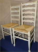 2 ladderback woven seat side chairs & stool