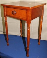 Cherry 1 drawer stand, turned legs, 17" x 20" top