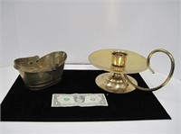 Brass Candle Holder and Bucket