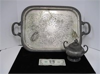 Silver Plate Tray and Urn