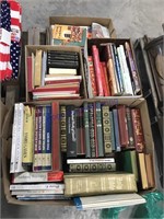 4 boxes of books:  Antique guides, greeting cards,