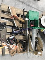 Pallet--assorted saws, power hand tools, misc.