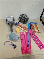 Group of new cat toys and accessories