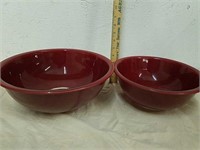 Pair of Pyrex red glass mixing bowls Nice
