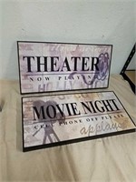 Pair of theater wall art pieces 19.5 x 10 each