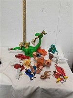 Group of toy dinosaurs and more