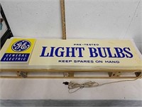 Vintage electric GE light bulbs light-up sign