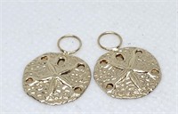 14K GOLD SAND DOLLAR EARRINGS NO POSTS