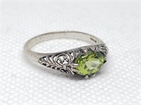 STERLING SILVER GREEN STONE RING