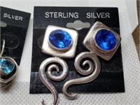 STERLING SILVER EARRINGS BLUE STONES