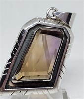 VERY LARGE PENDANT STERLING SILVER W FLOURITE?