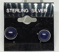 STERLING SILVER EARRINGS W LAPIS STONES